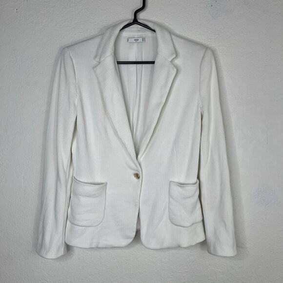 MNG Mango Suits Mango Ivory Knitted Blazer Size S, 100% cotton, elegant, office - Picture 1 of 10